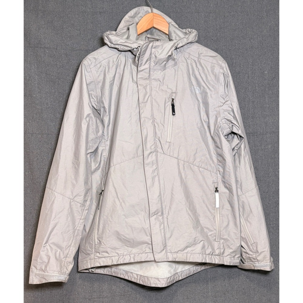 The North Face Mens Grey Hooded Windbreaker Mesh Lined Jacket Medium Regular